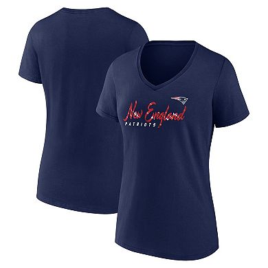 Women's Fanatics Branded Navy New England Patriots Shine Time V-Neck T-Shirt