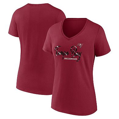 Women's Fanatics Branded Red Tampa Bay Buccaneers Shine Time V-Neck T-Shirt