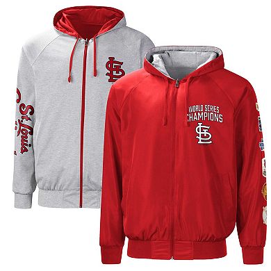 Men's G-III Sports by Carl Banks Red/Gray St. Louis Cardinals Southpaw Reversible Raglan Hooded Full-Zip Jacket