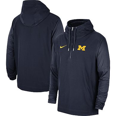 Men's Nike Navy Michigan Wolverines 2023 Coach Half-Zip Hooded Jacket