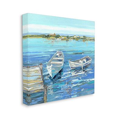 Stupell Home Decor Serene Rowboats Ocean Dock Canvas Wall Art