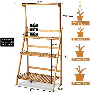 3 Tiers Hanging Folding Plant Shelf Stand