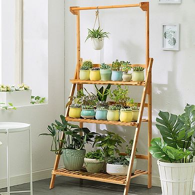 3 Tiers Hanging Folding Plant Shelf Stand