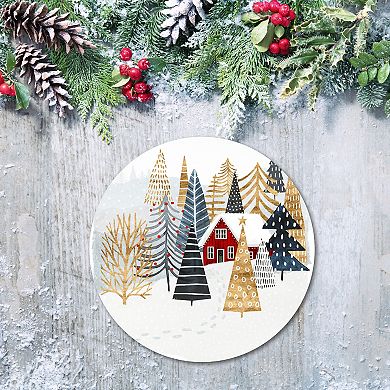 COURTSIDE MARKET Christmas Chalet I Circular Board Wall Art