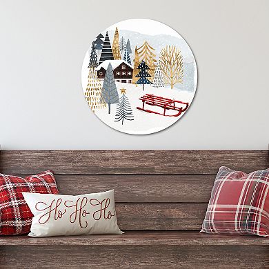 COURTSIDE MARKET Christmas Chalet II Circular Board Wall Art