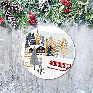 COURTSIDE MARKET Christmas Chalet II Circular Board Wall Art