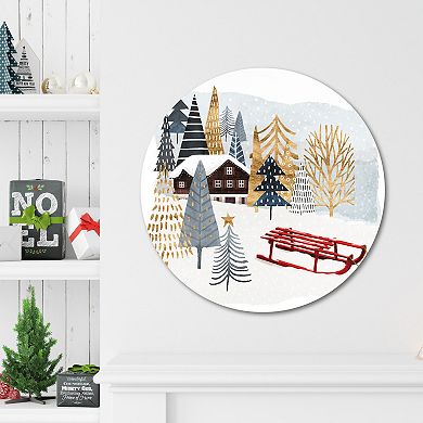 COURTSIDE MARKET Christmas Chalet II Circular Board Wall Art