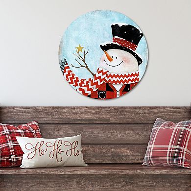 COURTSIDE MARKET Dapper Snowman II Circular Board Wall Art