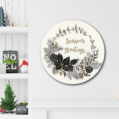 COURTSIDE MARKET Seasons Greetings Circular Board Wall Art