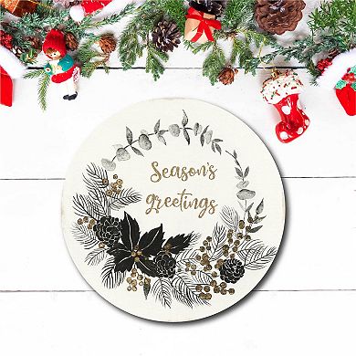 COURTSIDE MARKET Seasons Greetings Circular Board Wall Art