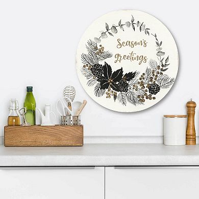 COURTSIDE MARKET Seasons Greetings Circular Board Wall Art