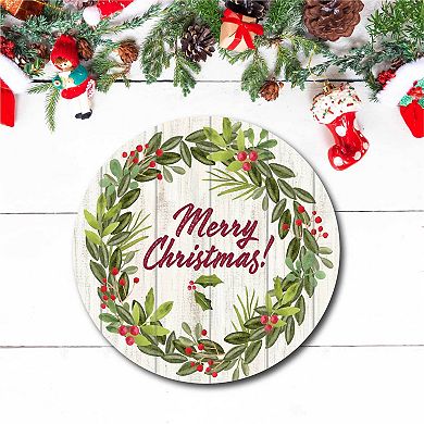 COURTSIDE MARKET Merry Christmas III Circular Board Wall Art