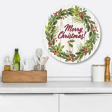 COURTSIDE MARKET Merry Christmas III Circular Board Wall Art