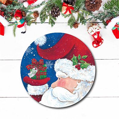 COURTSIDE MARKET Merry Christmas IV Circular Board Wall Art