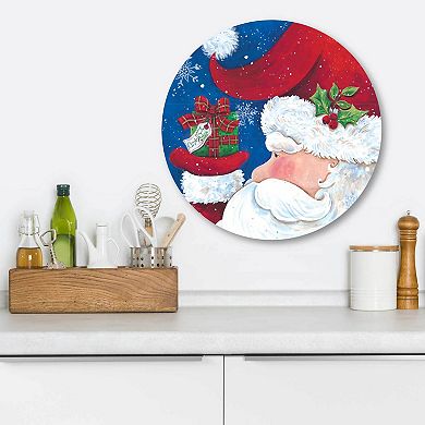 COURTSIDE MARKET Merry Christmas IV Circular Board Wall Art