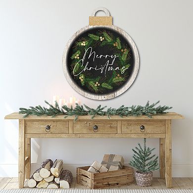 Courtside Market Merry Christmas Wreath Ornament Board Wall Art