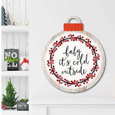 Courtside Market Red Berry Wreath Ornament Board Wall Art