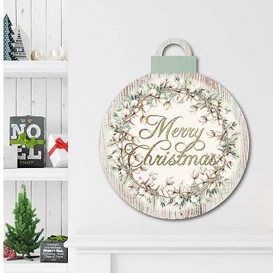 Courtside Market Cotton & Greens Merry Christmas Ornament Board Wall Art