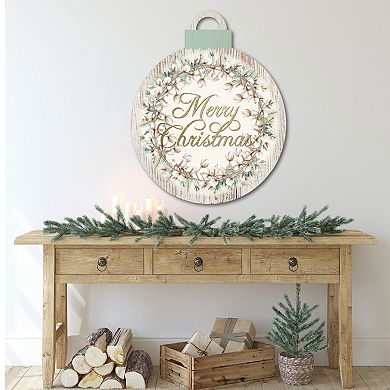 Courtside Market Cotton & Greens Merry Christmas Ornament Board Wall Art