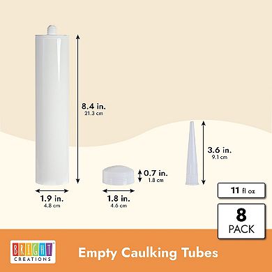 8 Pack Empty Caulking Sealant Tubes, 11oz Fillable Cartridges for Grout Cracks, Tiles, Repairs (8.4 x 1.9 In)