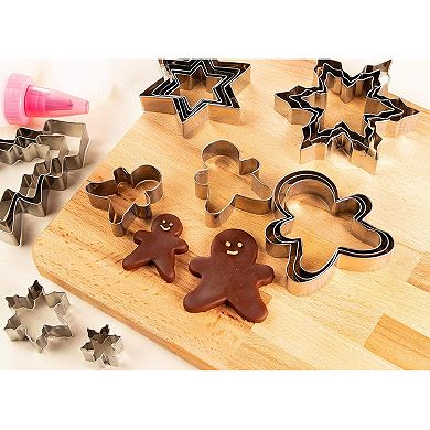 Christmas Cookie and Biscuit Cutter and Decorating Kit, Holiday Designs (21 Pieces)
