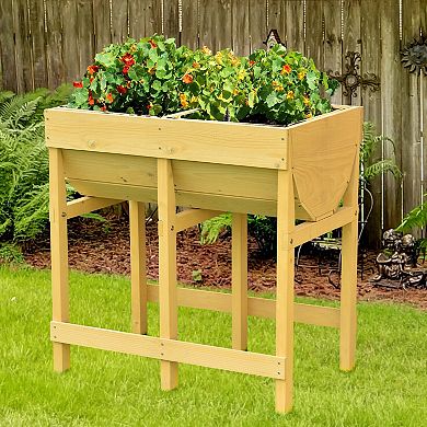 Raised Wooden Planter Vegetable Flower Bed with Liner