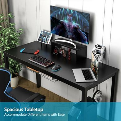 55 Inch Ergonomic Gaming Desk with Monitor Shelf