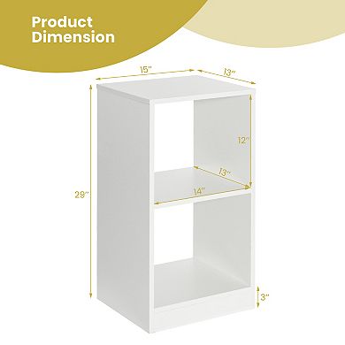 2 Pieces 2-tier Bookcase Set with Anti-toppling Device