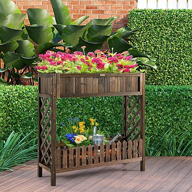 2-Tier Wood Raised Garden Bed for Vegetable and Fruit