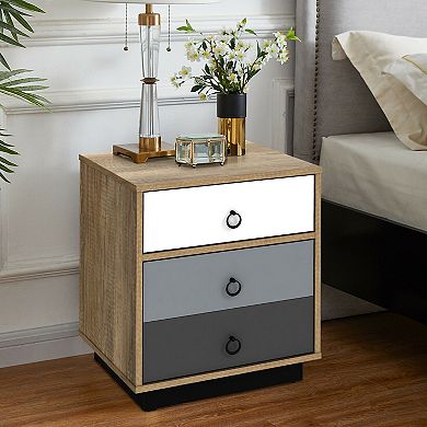 Nightstand with Drawer and Storage Cabinet Wooden Sofa Side Table End Table