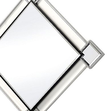 Diamond Shaped Beveled Accent Wall Mirror with Mirror Inserts, Silver