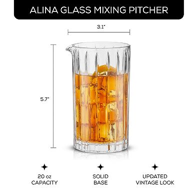JoyJolt Alina Ribbed 20-oz. Cocktail Mixing Glass Pitcher