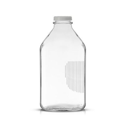 JoyJolt 3-Pack Reusable Glass Milk Bottle with Lid & Pourer
