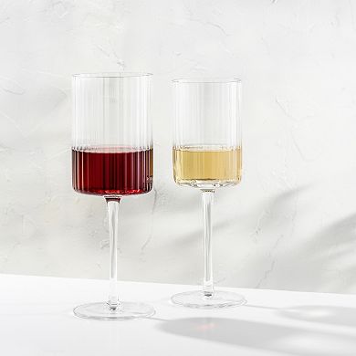 JoyJolt 2-Pack Elle Fluted Cylinder Red Wine Glasses