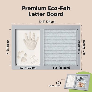 Keababies Heartfelt Hand And Footprint Keepsake Kit With Felt Letterboard, Dog Paw Print Kit