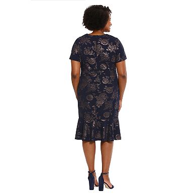 Plus Size London Times Side Twist Flounce Hem Sheath Dress