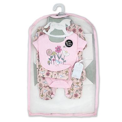 Baby Girls Birdy Floral 5 Pc Layette Gift Set in Mesh Bag