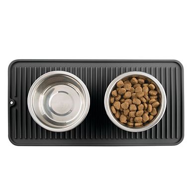 mDesign 16" x 8" Silicone Pet Food/Water Bowl Feeding Mat for Dogs