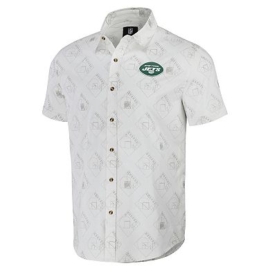 Men's NFL x Darius Rucker Collection by Fanatics White New York Jets Woven Short Sleeve Button Up Shirt