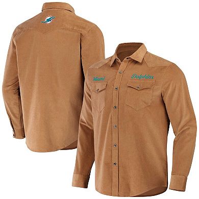 Men's NFL x Darius Rucker Collection by Fanatics Orange Miami Dolphins Western Button-Up Shirt