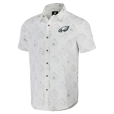 Men's NFL x Darius Rucker Collection by Fanatics White Philadelphia Eagles Woven Short Sleeve Button Up Shirt