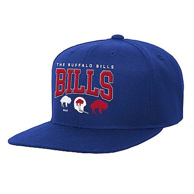 Youth Mitchell & Ness Royal Buffalo Bills Champ Stack Flat Brim Snapback Hat