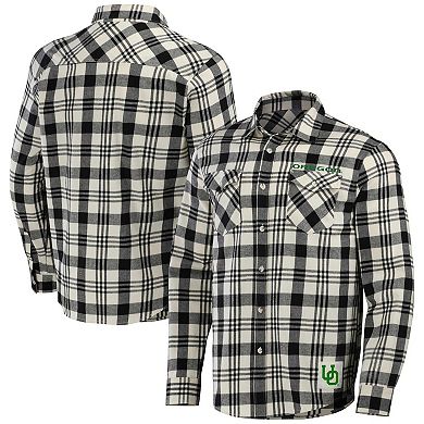Men's Darius Rucker Collection by Fanatics Black/Natural Oregon Ducks Plaid Flannel Long Sleeve Button-Up Shirt
