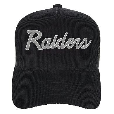 Youth Mitchell & Ness Black Las Vegas Raiders Times Up Precurved Trucker Adjustable Hat