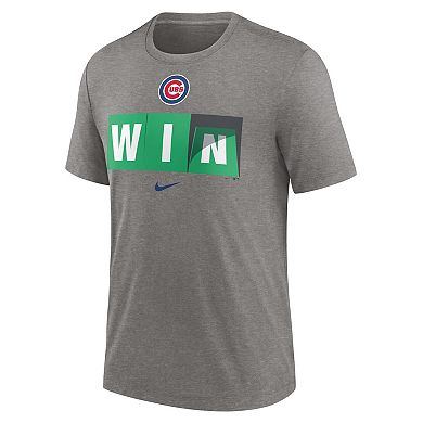 Men's Nike Gray Chicago Cubs Win Scoreboard Hometown Tri-Blend T-Shirt