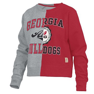 Women's Pressbox  Heather Gray Georgia Bulldogs Half and Half Raglan Pullover Sweatshirt