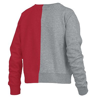 Women's Pressbox  Heather Gray Georgia Bulldogs Half and Half Raglan Pullover Sweatshirt