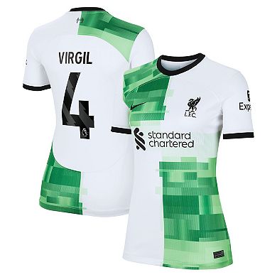 Women's Nike Virgil van Dijk White Liverpool 2023/24 Away Replica Player Jersey