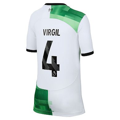 Youth Nike Virgil van Dijk White Liverpool 2023/24 Away Replica Player Jersey