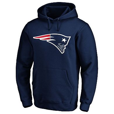 Men's Fanatics Branded Navy New England Patriots Primary Logo Fitted Pullover Hoodie